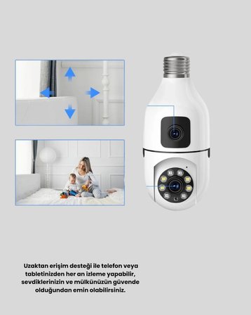 Mey İthalat WiFi Ampul Güvenlik Kamerası 1080P Full HD Gece Görüşlü ve Hareket Algılamalı