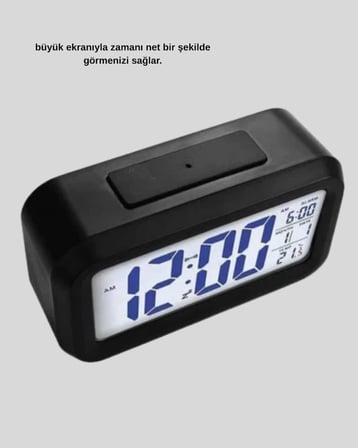 Mey İthalat Dijital Masa Saati Sensörlü Aydınlatmalı Alarm ve Sıcaklık Ölçerli