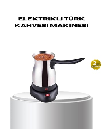 Mey İthalat Paslanmaz Çelik Elektrikli Cezve 800W 6 Fincan Kapasiteli