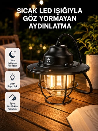 Mey İthalat Taşınabilir Retro Çam Konisi Kamp Lambası Gece Işığı Su Geçirmez