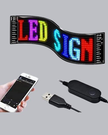 Mey İthalat RGB LED Panel – USB Güç Girişli, GIF ve Yazı Gösterimli Akıllı Ekran