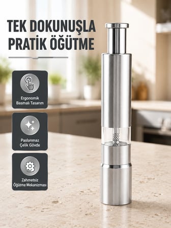 Mey İthalat Ergonomik Tasarımlı, Nem Geçirmez Kapaklı Baharat Öğütücü