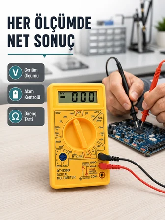 Mey İthalat Profesyonel Dijital Multimetre Volt Amper Direnç Ölçümü Yeni Nesil