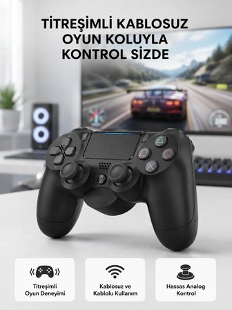 Mey İthalat PS4 Kablosuz Oyun Kolu V2 – Bluetooth Bağlantılı, Titreşimli, PC ve Mobil Uyumlu