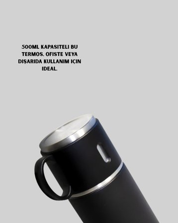 Mey İthalat Çelik Termos Bardak Seti | 500 ml Kapasite, Kaymaz Taban, Hediye Kutulu