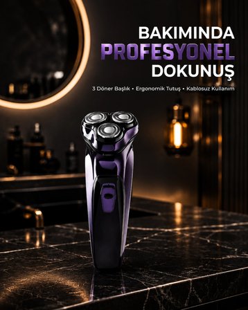 Mey İthalat Profesyonel Şarjlı Tıraş Makinesi Ayarlanabilir Başlıklı Kablosuz