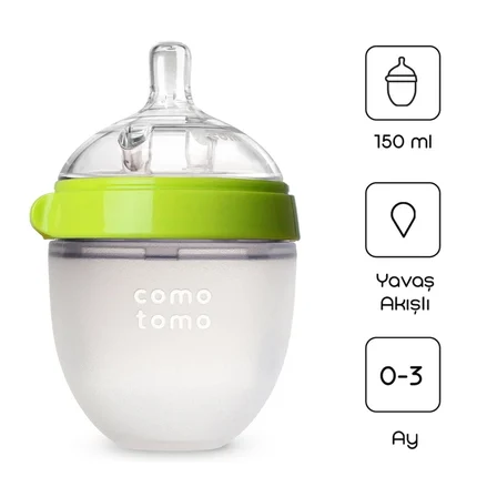 Mey İthalat Comotomo Antikolik Silikon Biberon 150 ml 0-3 Ay Yeşil