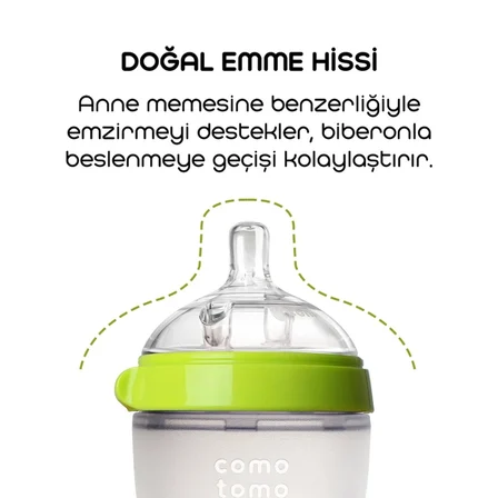 Mey İthalat Comotomo Antikolik Silikon Biberon 150 ml 0-3 Ay Yeşil