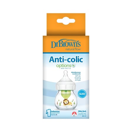 Mey İthalat   Geniş Ağız Anti Kolik Options+ Cam Biberon 60 ml