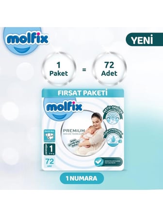 Mey İthalat   Premium Bebek Bezi Fırsat Paketi 1 Beden 2-5 Kg 72 Adet