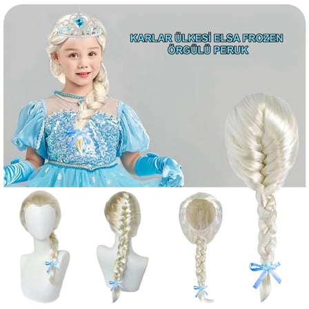 Mey İthalat Platin Altın Dore Renk Karlar Ülkesi Elsa Frozen Peruğu Çocuk Boy