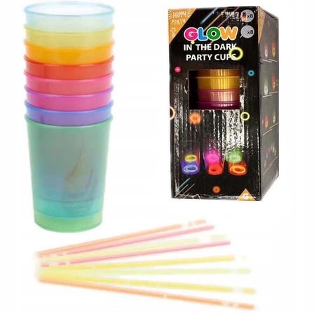 Mey İthalat Karanlıkta Yanan Gece Işığı Mega Glow Bardaklar 8 Adet 8.5 x 10.5 cm