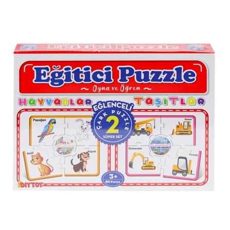 Mey İthalat 7196 Çark Puzzle Hayvanlar Taşıtlar 60 Parça