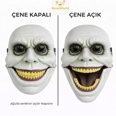 Mey İthalat Hareketli Çene Mekanizmalı Korku Maskesi Yeşil