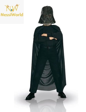 Mey İthalat Çocuk Boy Yıldız Savaşları Darth Vader Maskesi ve 90 cm Pelerin Seti Siyah