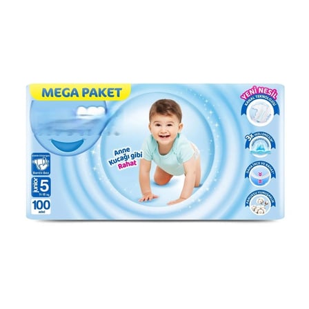 Mey İthalat Mega Paket Bebek Bezi 5 Beden 11-18 Kg 100 Adet