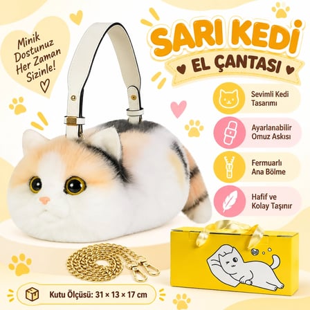 Mey İthalat Kedi El Çantası Sarı