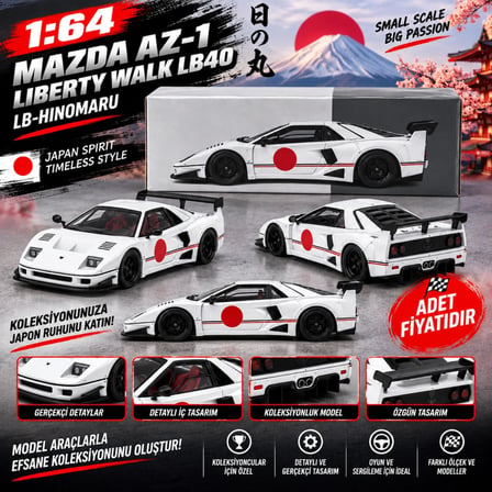 Mey İthalat 1/64 Mazda AZ-1 Liberty Walk LB40 LB-Hinomaru (adet fiyatıdır)