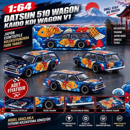 Mey İthalat X KaidoHouse 1/64 Datsun KAIDO 510 Wagon Koi Wagon V1 (adet fiyatıdır)