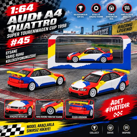 Mey İthalat 1/64 Audi A4 Quattro Super Tourenwagen Cup 1998 #45  (adet fiyatıdır)
