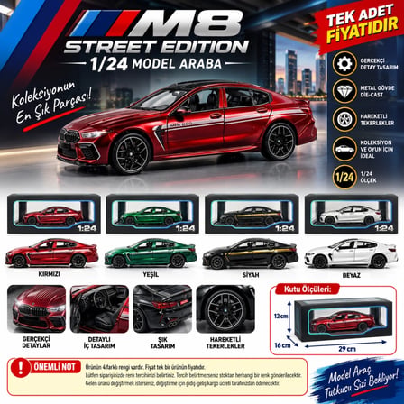 Mey İthalat 1/24 M8 Street Edition Model Araba (adet fiyatıdır)