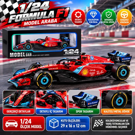 Mey İthalat 1/24 Formula F1 Kırmızı Model Araba