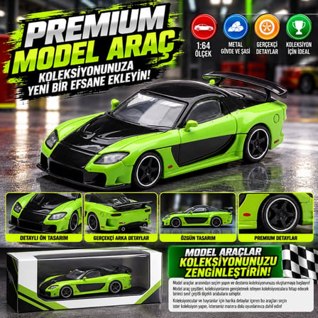 Mey İthalat 1/64 Mazda RX-7 VeilSide Fortune7 Green