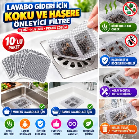 Mey İthalat 10'lu Banyo ve Mutfak Lavabo Koku Önleyici ve Haşere Böcek Önleyici Gider Filtresi