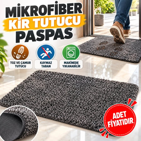 Mey İthalat Çamaşır Makinesinde Yıkanabilir Kir Toz Emici Mikrofiberli Paspas
