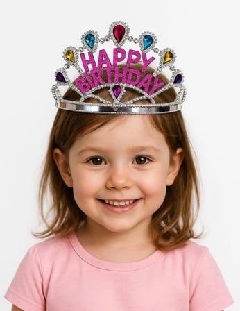 Mey İthalat Gümüş Renk Happy Birthday Yazılı Doğum Günü Tacı 60 cm