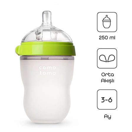 Mey İthalat Antikolik Silikon Biberon 250 ml 3-6 Ay Yeşil