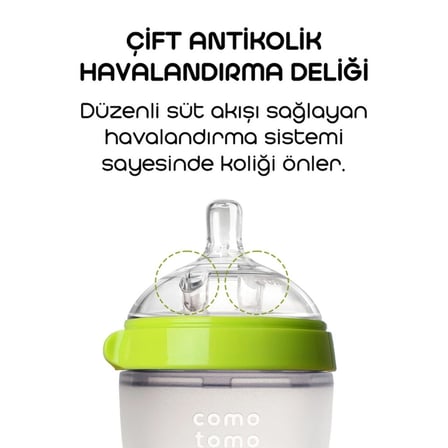 Mey İthalat Antikolik Silikon Biberon 250 ml 3-6 Ay Yeşil