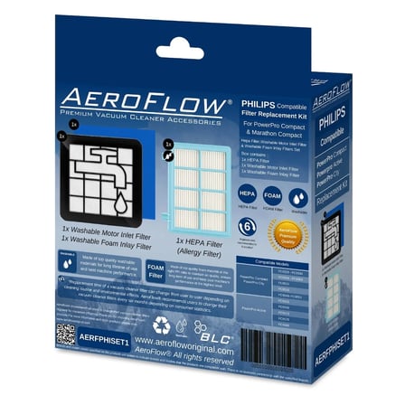 AeroFlow® Philips Elektrikli Süpürgeler ile Uyumlu FC8010/01 Filtre Seti