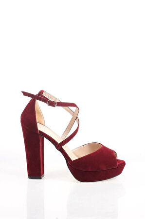 Yeni Bordo Süet Kadın Abiye Ayakkabı Kadın Topuklu Şık Gece Ayakkabısı Zarif Tasarım