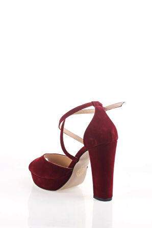 Yeni Bordo Süet Kadın Abiye Ayakkabı Kadın Topuklu Şık Gece Ayakkabısı Zarif Tasarım