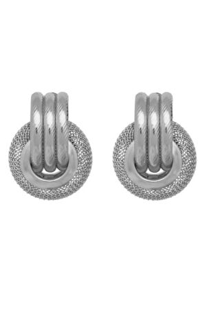 Gümüş İğne Oymak Dairesel Küpe Çok Yönlü Vintage Çelik Küpe