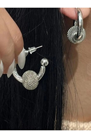 Kafes Top Geçirillmiş Halka Çelik Küpe