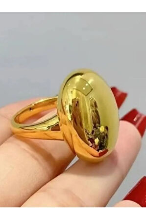 Oval Ayarlanablir Golda Renk Çelik Yüzük