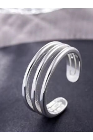 925 Ayar Gümüş Ayarlanabilir Üç Katmanlı Yüzük