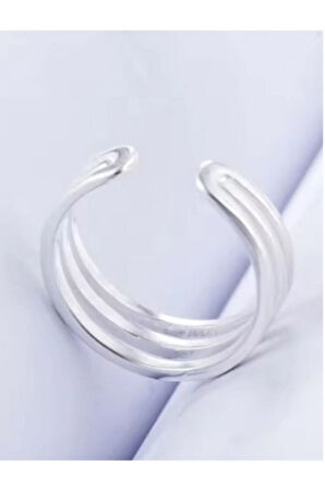 925 Ayar Gümüş Ayarlanabilir Üç Katmanlı Yüzük