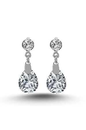 925 Ayar Gümüş Kristal Damla Küpe