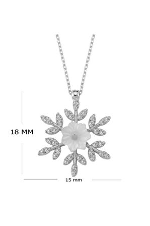 925 Ayar Gümüş Taşlı Kartanesi Ortası Çiçek Taş Tasarımlı Kolye
