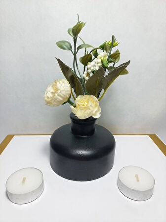 Şık Tasarım Siyah Minimal Vazo, Masa ve Sehpa Üzeri, Dekoratif Aksesuar 