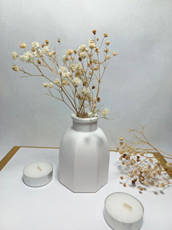 Dekoratif Minimal Vazo, Ev ve Ofis Hediyelik Aksesuar, Çiçeklik Beyaz