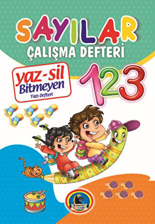 Yaz-Sil Sayılar Bitmeyen Yazı Defteri+Tahta Kalemi-Korunaklı Poşetle