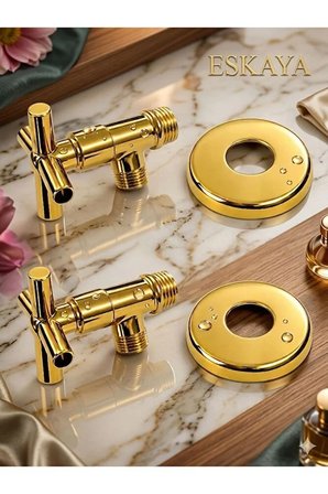 Altın Renk Koç Taharet Musluğu - Ara Musluk Gold Klozet Musluğu Banyo Ara Taharet Musluğu Aç Kapa