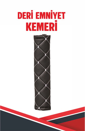 HONDA HR-V  UYUMLU EMNİYET KEMER PEDİ SİYAH DERİ BEYAZ DİKİŞLİ
