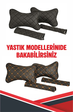 SKODA CITIGO UYUMLU EMNİYET KEMER PEDİ SİYAH DERİ KIRMIZI DİKİŞLİ