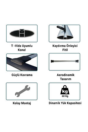  Ford Connect 2002 – 2012 Arası Için Klasik Ara Atkı Seti Portbagaj Tavan Taşıyıcı Seti