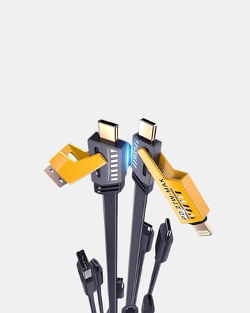 65W Çoklu Şarj Kablosu 4’ü 1 Arada Örgülü Hızlı Veri Aktarım USB-C USB-A